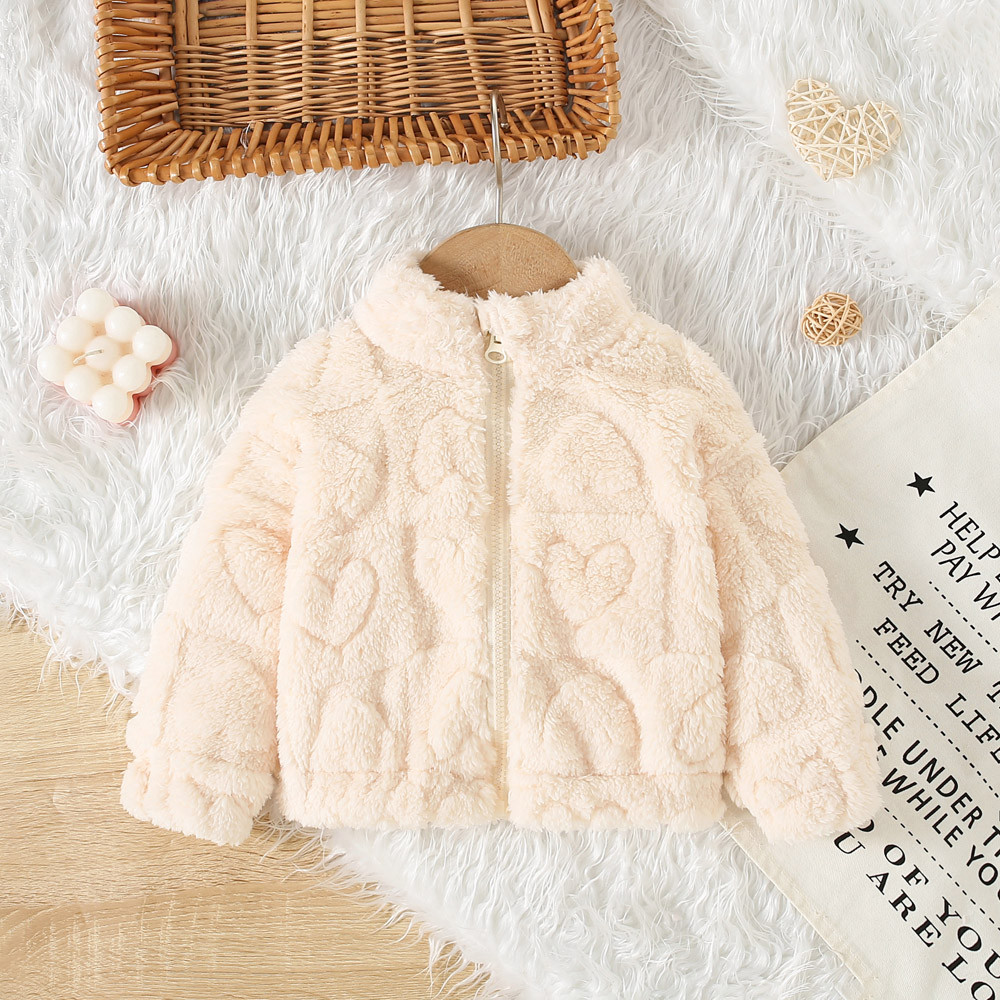 Cute Heart Shaped Plush Jacket Warm Baby Jacket For Autumn Winter Baby Girl Coat_voghion.com