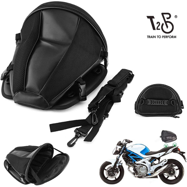 T2P Motorcycle Rear Seat Tail Bag Light Weight PU Motorbike Rear Seat Storage Bag