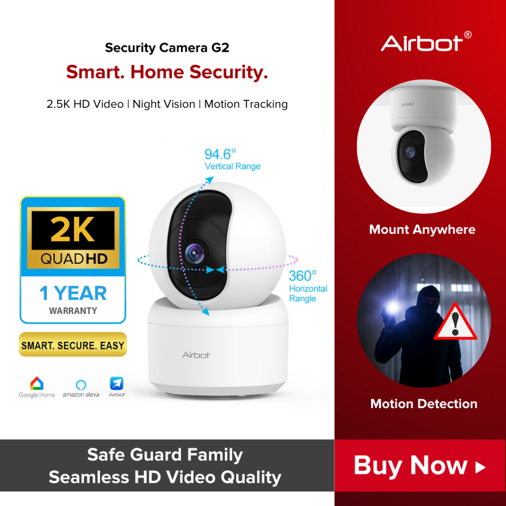 Airbot Home Security Wi-Fi WiFi Camera G2/G7 2.5K Full HD/Ultra HD Night Vision Motion Tracking Mount CCTV IP Camera