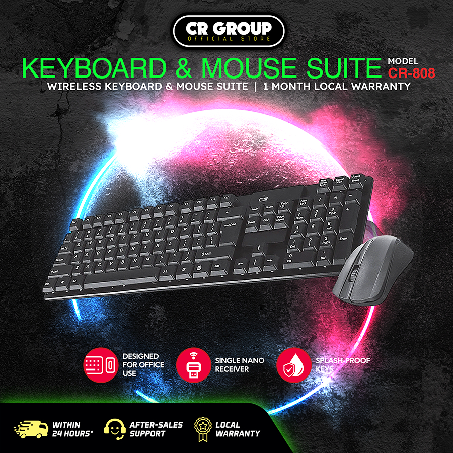 [CR GROUP X SHOPEE] CR Group Wireless Keyboard and Mouse Combo / 2.4G / Lightweight Keyboard / Numeric Keypad CR-808
