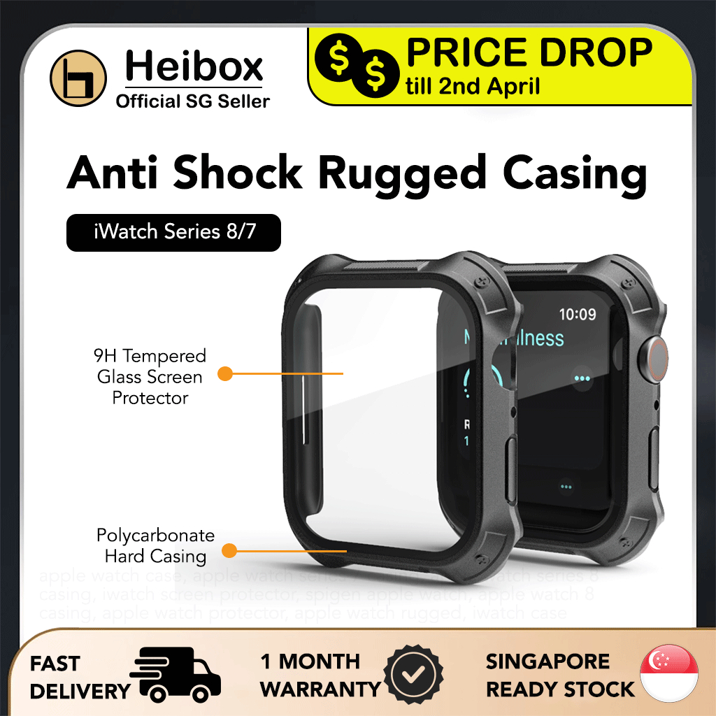 Heibox iWatch 45mm Anti Shock Rugged Pro Tough Casing for Apple Watch Series 8/7