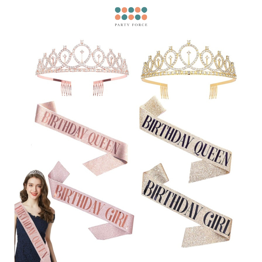 Birthday Tiara Crown Birthday Sash for Birthday King Queen Girl Boy