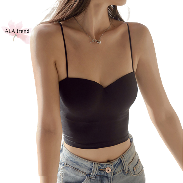 【SG stock】 Ice silk bralette/seamless bra top/wireless bra/tube top/slim straps/crop top/singlet/camisole b24