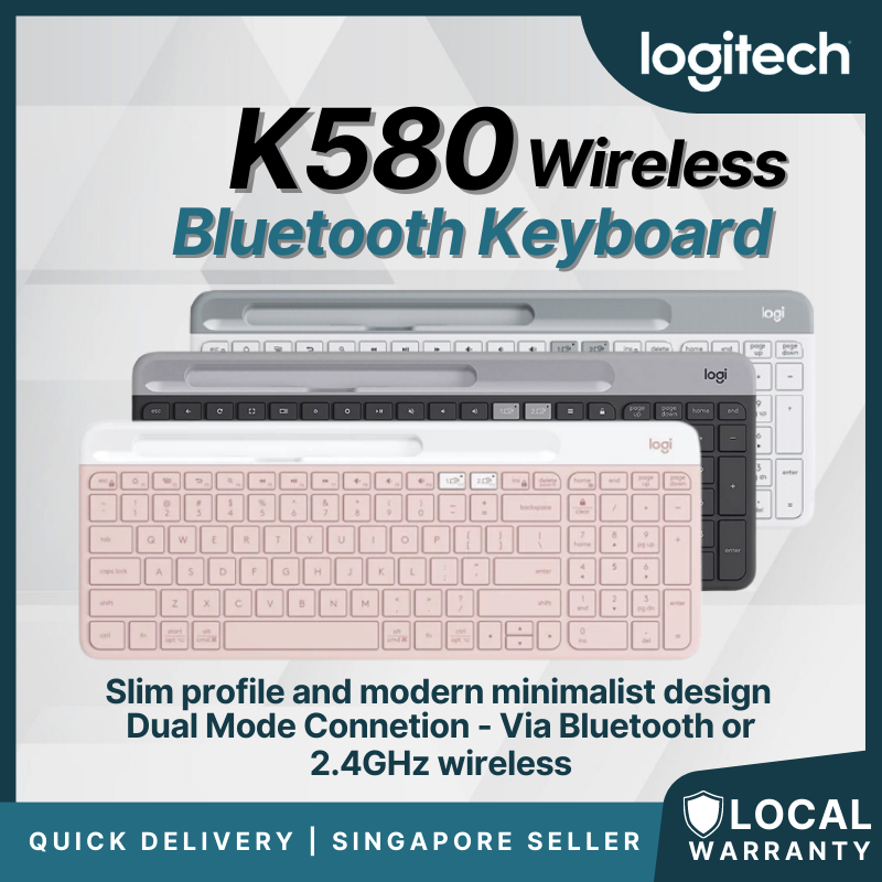 Logitech K580 Slim Multi-Device Wireless Keyboard for Windows- Bluetooth/USB Receiver, Easy Switch, 24 Month Battery,