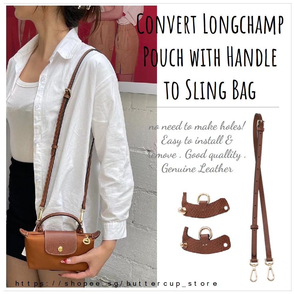 Conversion Parts and Strap for Longchamp pouch with handle. Convert from hand carry to crossbody bag
