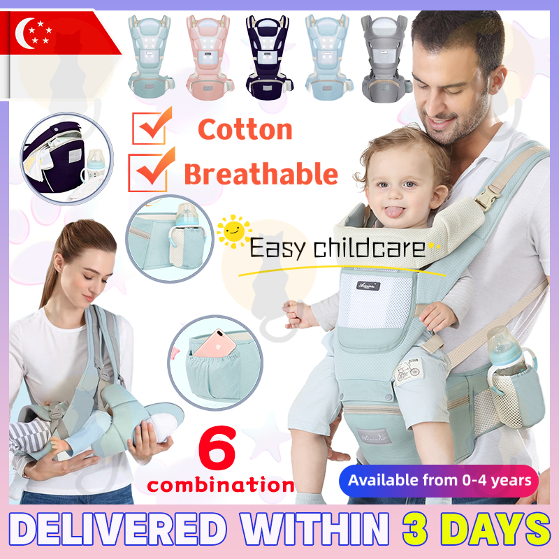 [✅SG Ready Stock] Baby Carrier Infant Comfortable Breathable Multifunctional Sling Backpack Hip Seat Carrier Baby Carrie