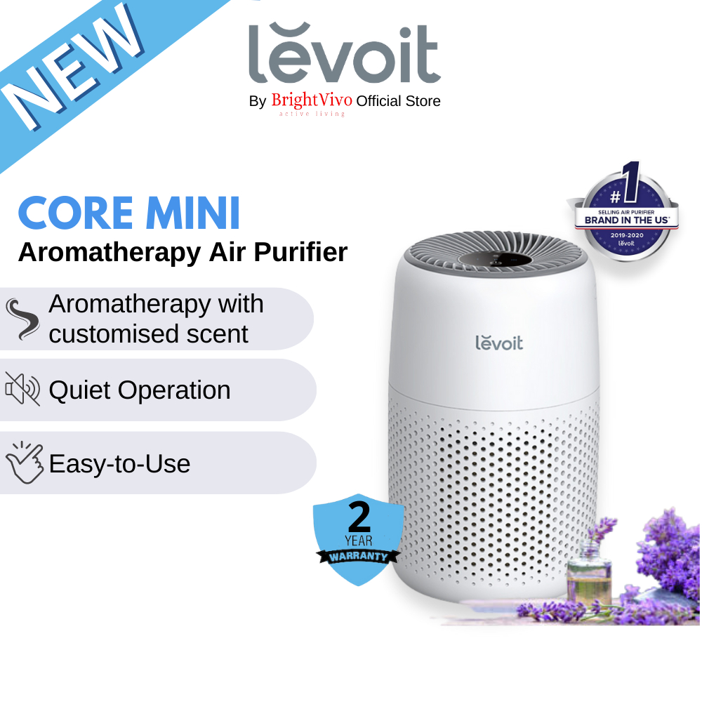 Levoit Core Mini Aromatherapy Air Purifier, 3-Stage HEPA Filter and preferred oil scent, Safety Mark & 2-year warranty