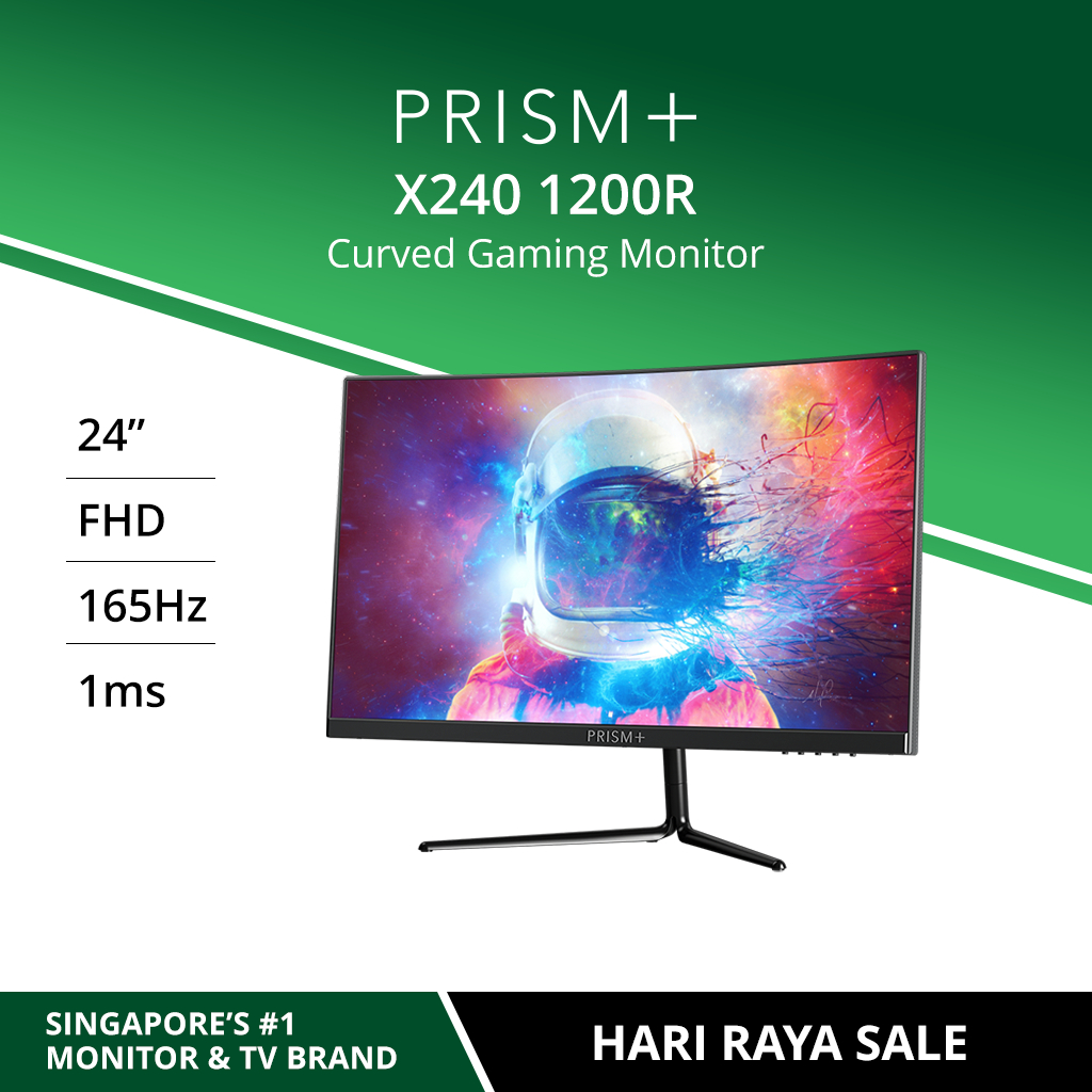 PRISM+ X240 (1200R) 24 165Hz 1ms Curved FHD [1920 x 1080] FreeSync G-Sync Ready Gaming Monitor