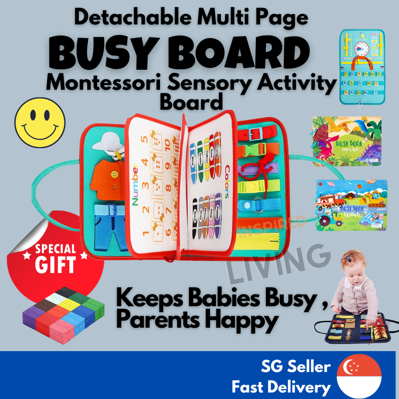 Toddler Busy Board - Montessori Sensory Activity Board  for Toddler  Age 2 to 4 Early Development | Christmas Gift