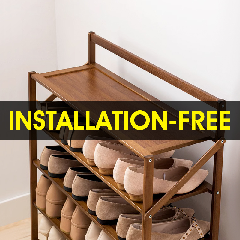 HXR Installation Foldable Shoe Rack Multi Layer Outdoor Bamboo Wooden Cabinet Organizer Storag Shelf Doorwaye Shoes Rack