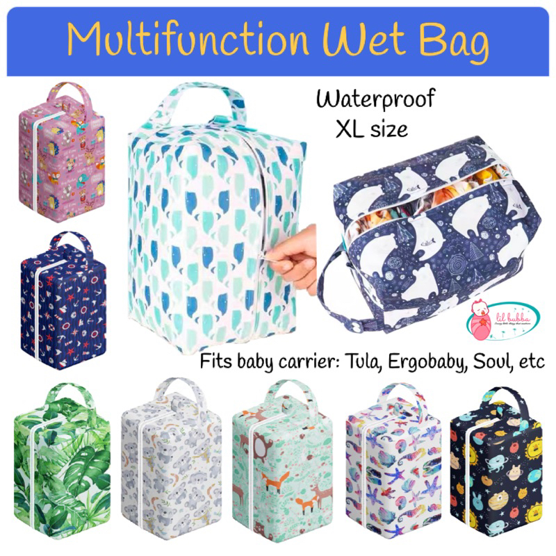 [LIL BUBBA] WET BAG DIAPER POD BAG BABY CARRIER PUMP BAG CLOTH DIAPER POUCH MULTIPURPOSE BAG GYM POUCH