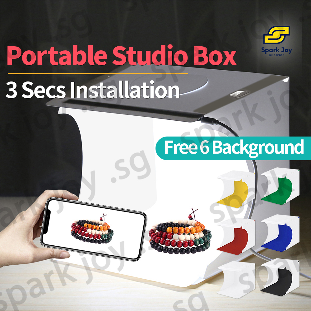 【SG】Portable LED Photo Light Box / Mini Photo Shooting Studio Box 20cm Foldable Product Photography Tent with Backdrops