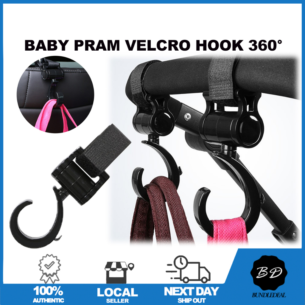 ?[SG] 360° Baby Pram Hook/ Stroller Bag & Grocery Velcro Hook Up to 15kg Load/ Rotate 360 Degree Multipurpose Sturdy