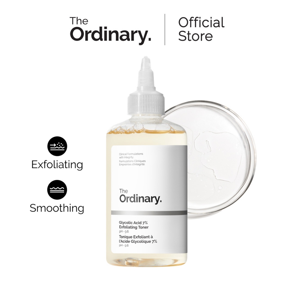 The Ordinary Glycolic Acid 7% Exfoliating Toner - 100mL/240mL | Smooth Skin, AHA Toner