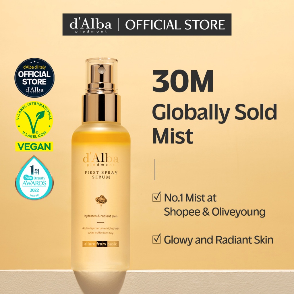[Official] d'Alba_Store Italian White Truffle First Spray Serum 100ml (Vegan) ,Premium Mist Serum, Radiant Skin, Facial Mist, Skin Care, All in One Care