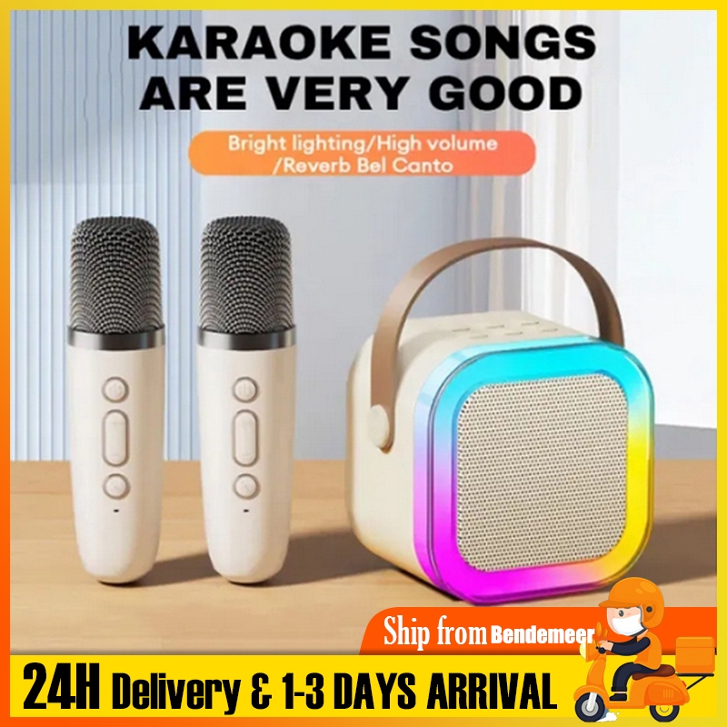 【SG 24H SHIP】Wireless Karaoke Speaker With Karaoke Bluetooth Microphone Home KTV Karaoke Machine RGB Light Portable Mini
