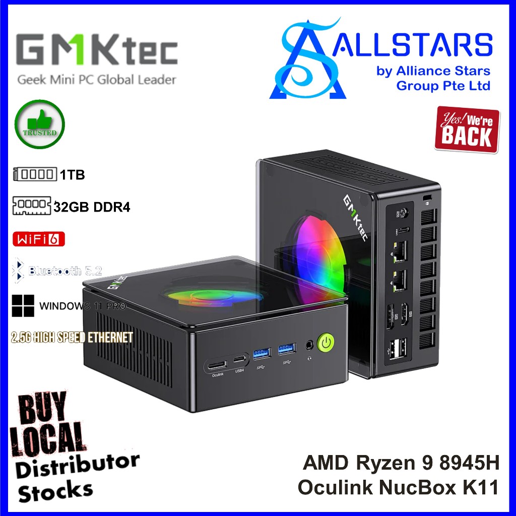 (ALLSTARS) GMKtec NucBox K11 AMD Ryzen 9 8945HS | 32GB DDR5 | 1TB | Win 11 Pro | Oculink (3 Years Warranty  by Corbell)