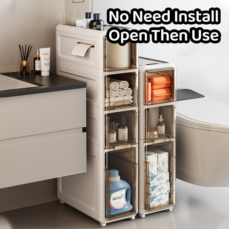 Slim Cabinet/Plastic Storage Drawers / kitchen Organizer Shelf Rack/Bathroom Cabinet/Laundry room Movable Slim