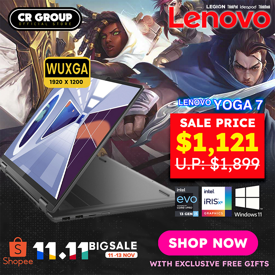 Lenovo YOGA 7 16IRL8–Intel Core Evo i5-1335U–Intel Iris Xe Graphics–16″ 1920 x 1200 (WUXGA)–8GB LPDDR5 RAM–512GB SSD