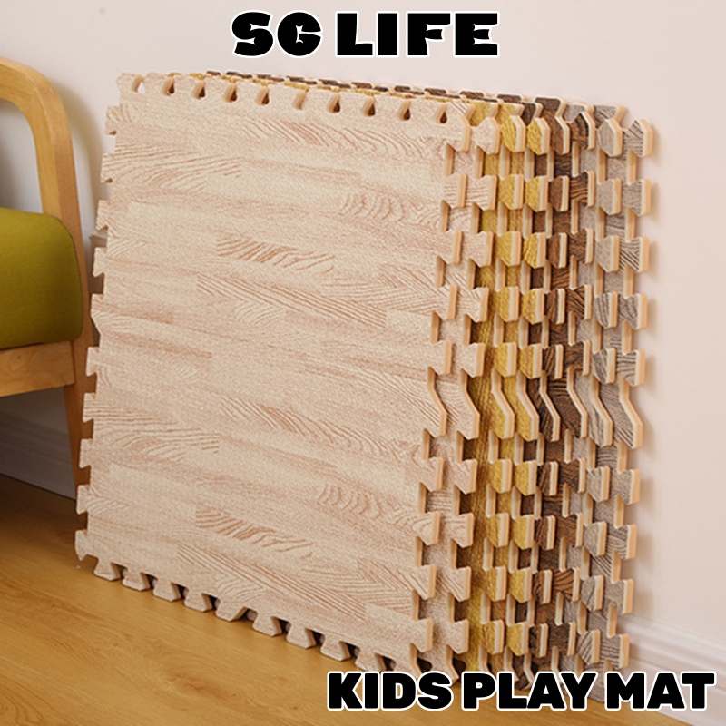 【SG Stock】Wood Foam Floor Mat Kids Baby Playmats Child Carpet EVA Plush Puzzle Mat Foam Splicing Rug