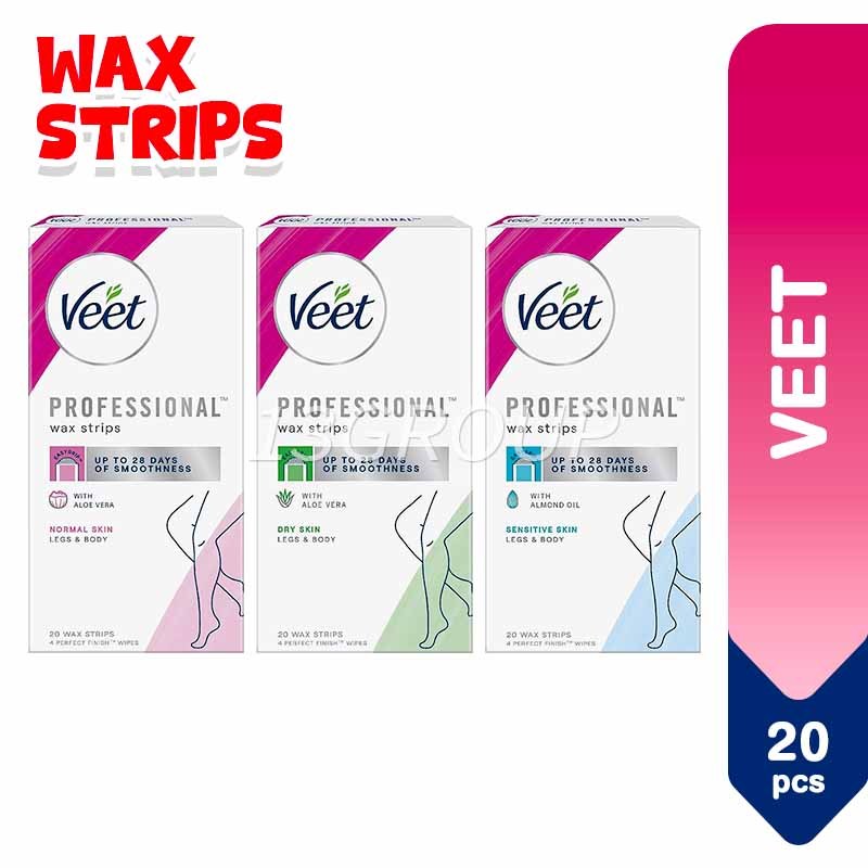 Veet Hair Removal Wax Strips Dry Normal Sensitive Skin, 20s