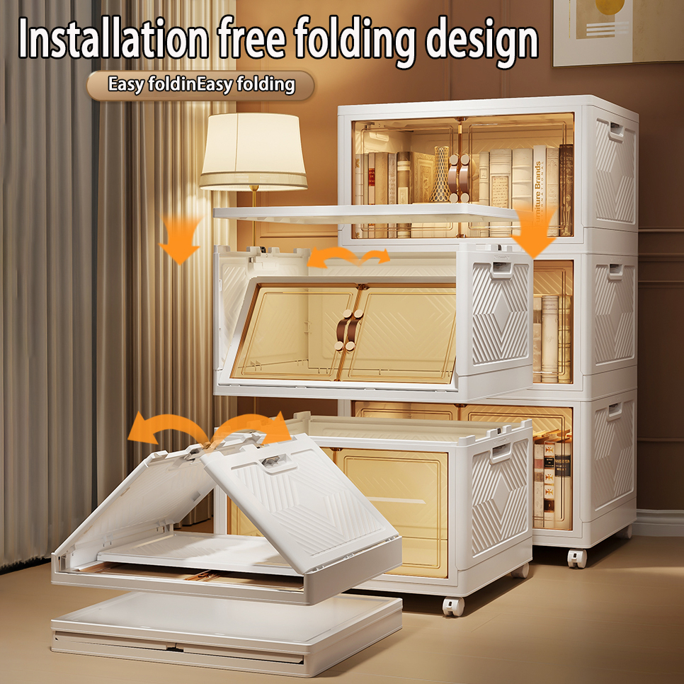 The Furniture Store Folding Storage Box Cabinet Wardrobe Stackable Foldable Home Clothes Snacks Storage