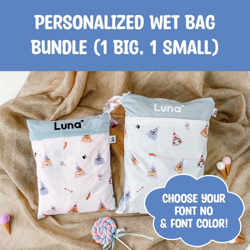 [SG Instock] Personalized Wet Bag Bundle customised with name for Preschool, Gym, Swimming, Diaper