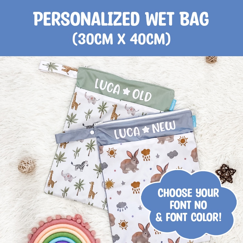 [SG Instock] Personalized Wet Bag customised with name for Preschool, Gym, Swimming, Baby Diaper Bag