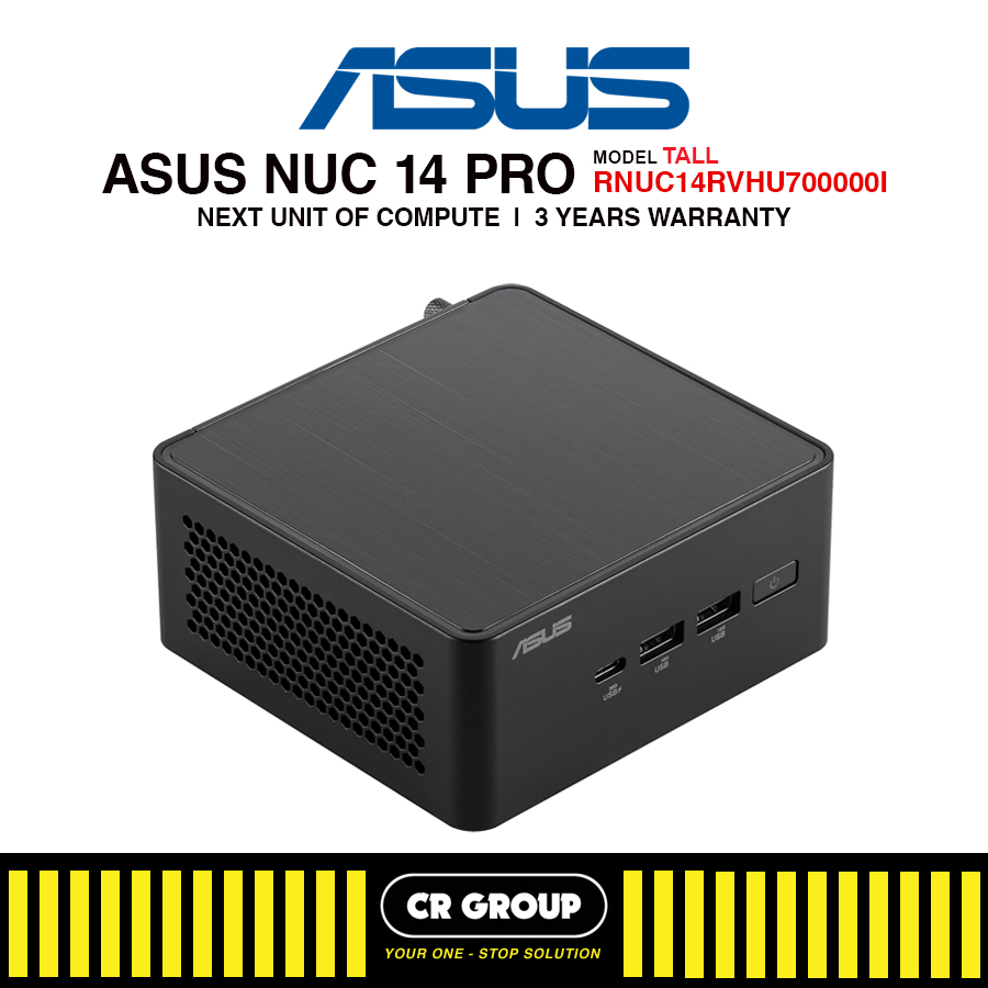ASUS NUC 14 Pro Tall Mini PC RNUC14RVHU700000I - Intel Core Ultra 7-155H Processor - Intel Arc GPU (3Yrs Warranty)