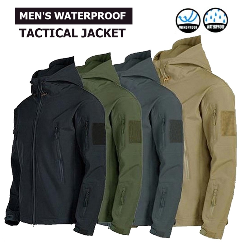 Men's Jacket Hooded Waterproof and Breathable Outdoor Windproof and Waterproof Hiking Tactical Jacket