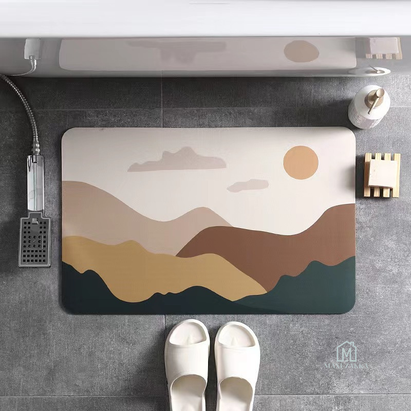 ?? Ready Stock Japandi Nordic Bathroom Diatomite Floor Mat Super Absorbent Soft Diatomite Anti Slip Toilet Bath Mat CNY