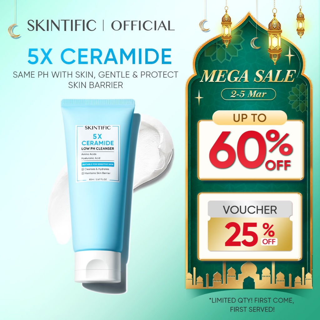 SKINTIFIC 5X Ceramide Low pH Cleanser Facial Wash Gentle Cleanser For Sensitive Skin (80ml)