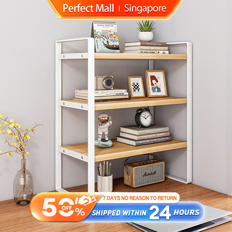 PM Desktop Rack Desktop Simple Multi-layer Book Shelf Office Desk Shelf Organiser Student Book Shelf Stationery Organize