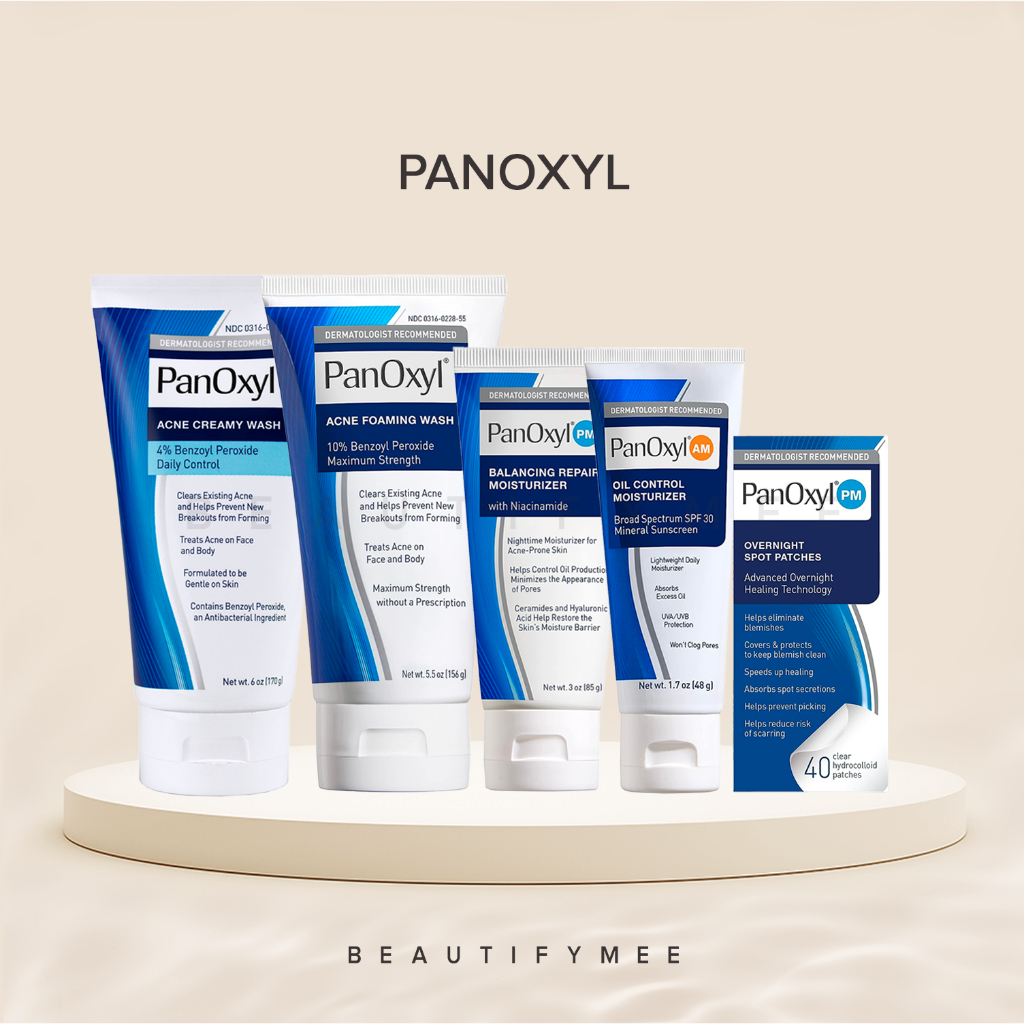 PanOxyl Acne Wash Benzoyl Peroxide (4% Daily Control, 10% Maximum Strength), Oil Control Moisturizer SPF, Spot Patch