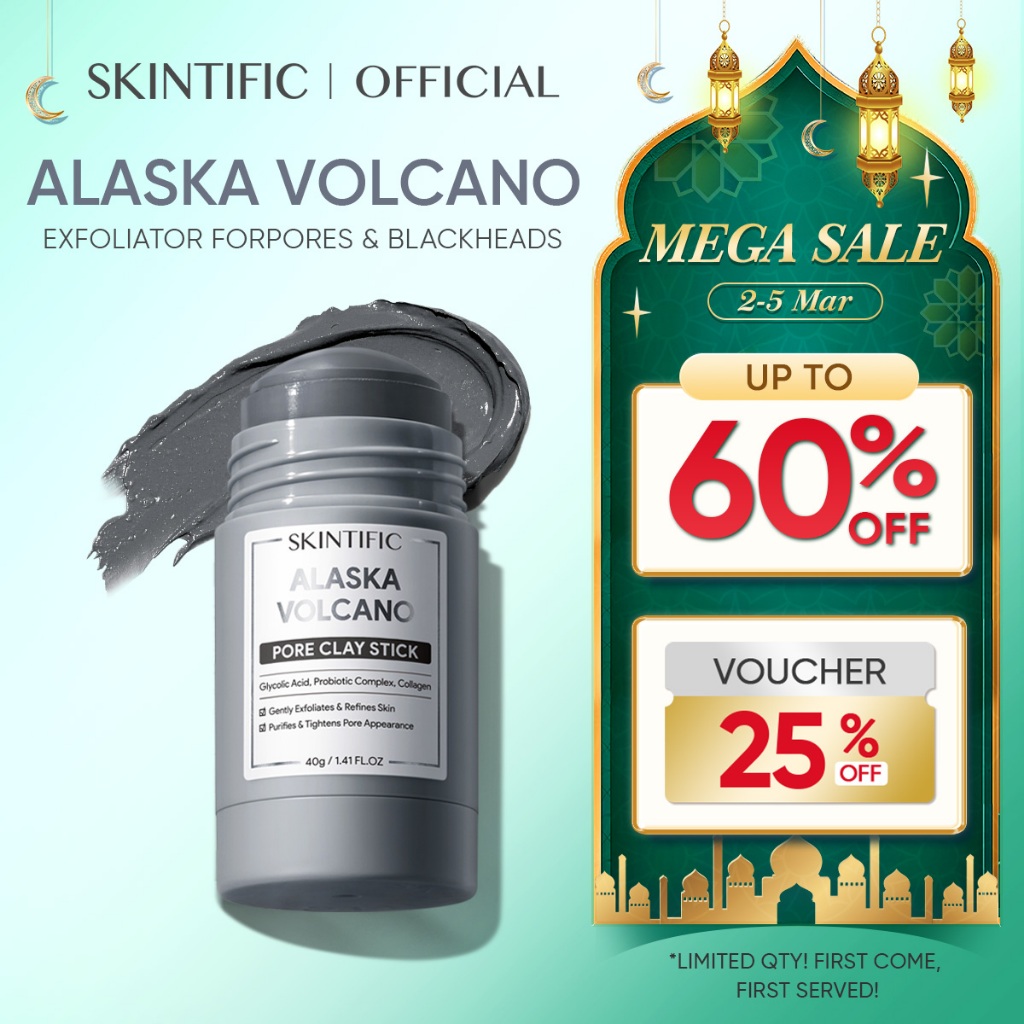 SKINTIFIC Alaska Volcano Pore Clay Stick Mask - Reduce Blackheads & Deep Pore Cleansing