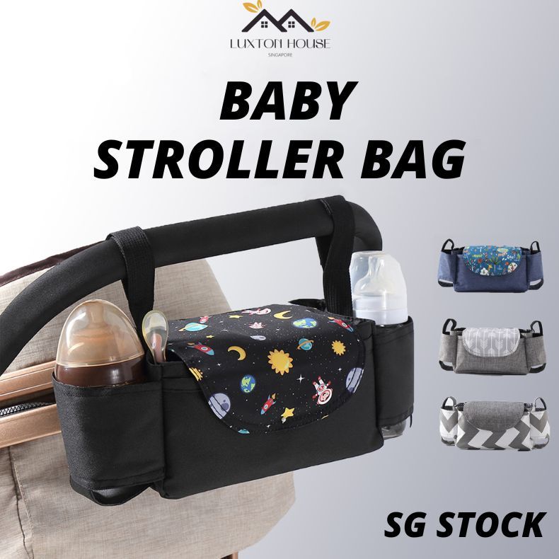 {SG} Baby Stroller Hanging Bag Baby Organizer Bag Baby Trolley Storage Pouch with Diaper Milk Bottle Pocket