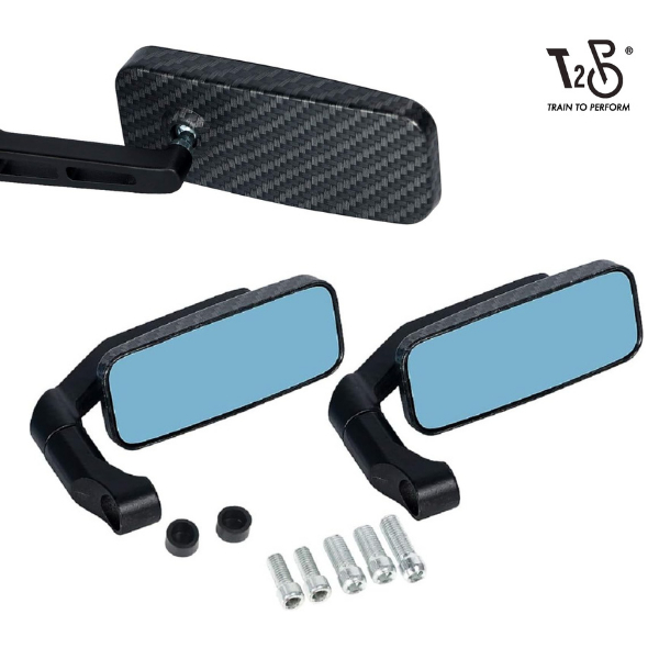 T2P Motorcycle Side Mirrors 360 Degree Adjustable Motorbike Rear View Mirror Bending Rod Universal