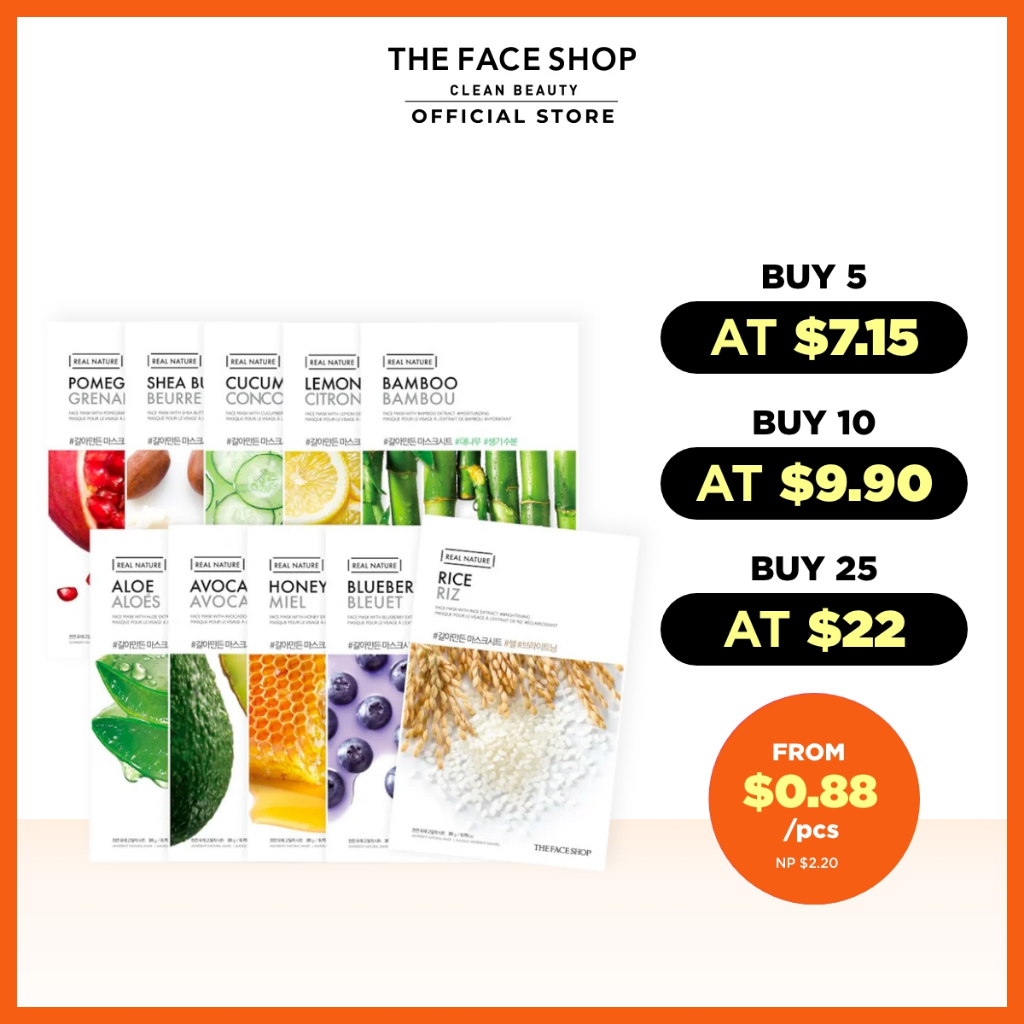 [Shopee's No.1 Daily Mask] THEFACESHOP Real Nature Mask Sheet Skincare Masker Muka 面膜