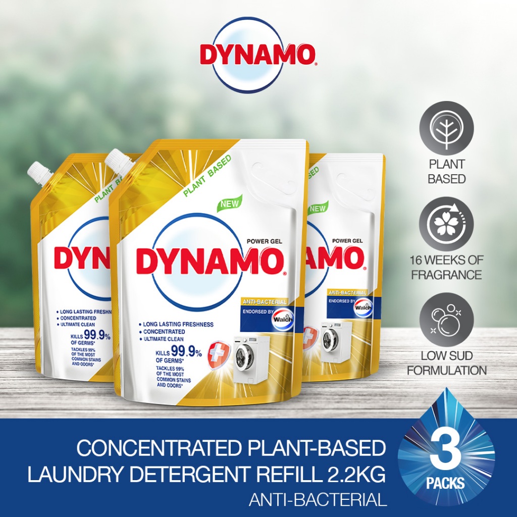 DYNAMO Plant Based Laundry Liquid Detergent Refill 2.2kg/2.4kg x 3 Packs