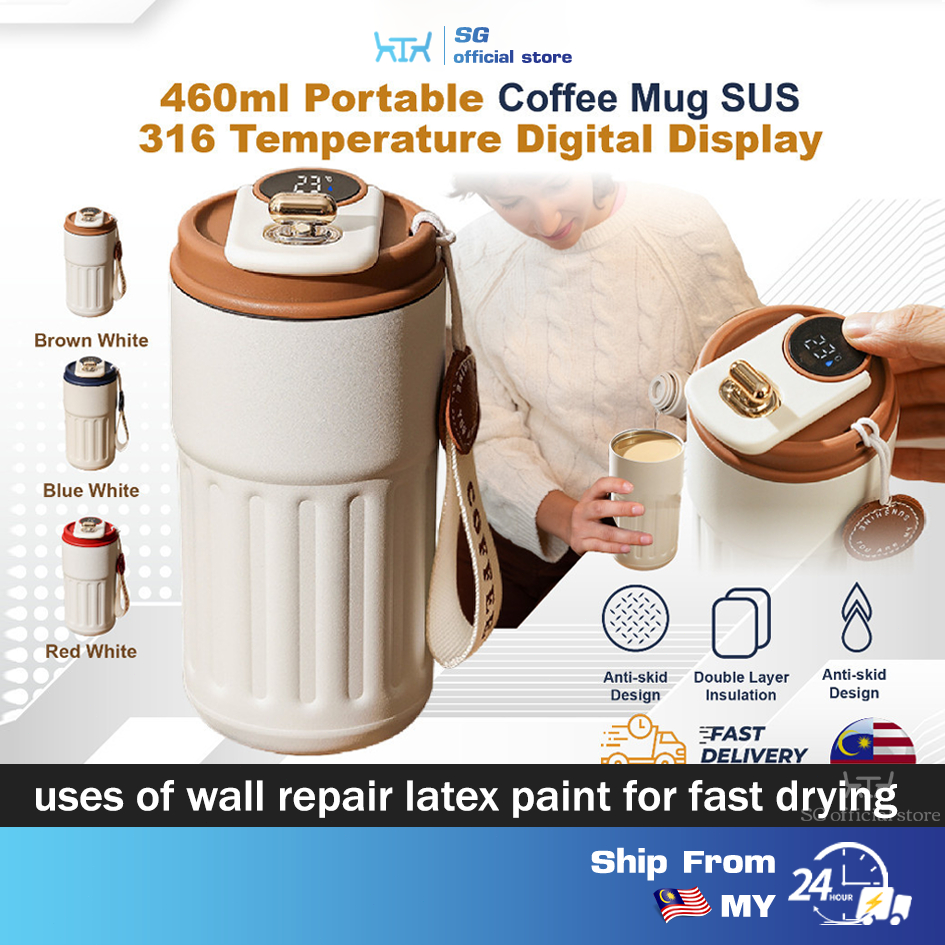 ?SG Ready Stock 460ml Portable Coffee Mug SUS 316 Temperature Digital Display Leak Proof Thermos Flask Cup