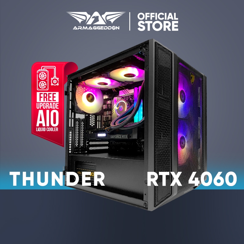 FREE AIO - Armaggeddon Thunder RTX 4060 Edition Gaming PC | Intel | AMD Ryzen | 16GB RGB RAM | 1TB SSD | Core 1 Air