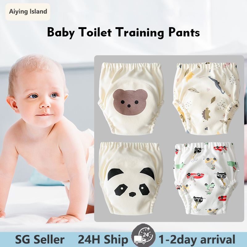 【SG 24H SHIP】Cotton Baby Toilet Training Pants Washable Cotton Potty Training Pants Kids Underwear