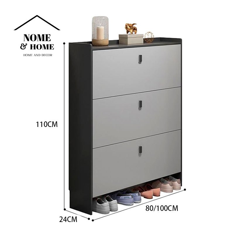 NOME&HOME Slim Double-layer Shoe Cabinet Storage Shoe Rack Outdoor shoe Rack Cabinet [Ready Stock]