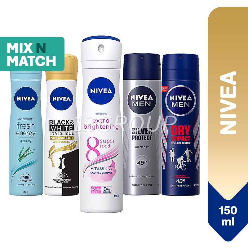 NIVEA Deodorant Spray Women Men Anti Perspirant, 150ml