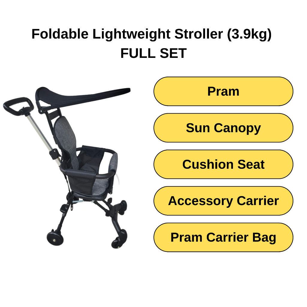 Full Set! Lightweight Foldable Travel Stroller Pram. for toddlers and children above 6 months