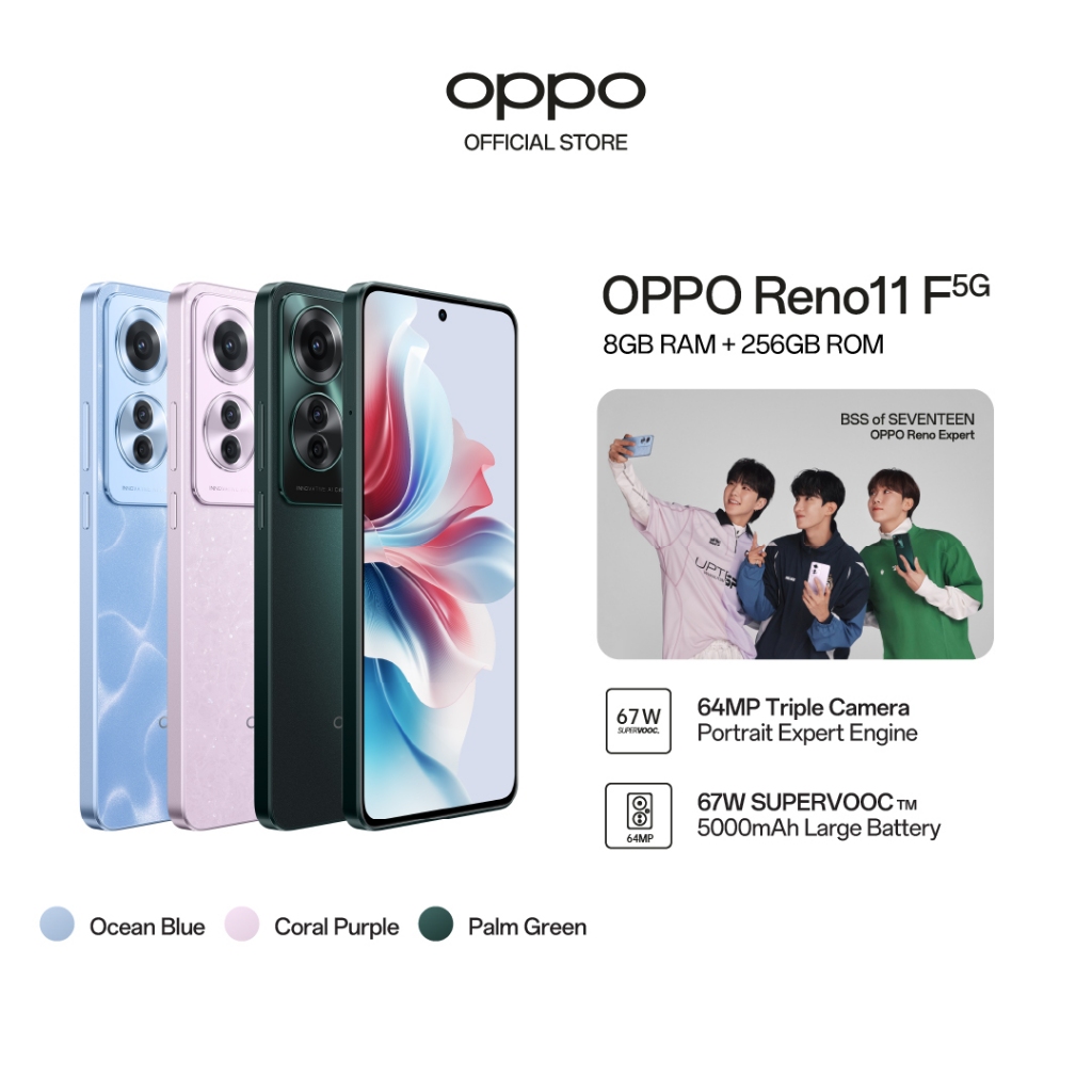OPPO Reno11 F 5G 16(8+8GB) + 256GB / 64MP Sensor / 67W SUPERVOOC / IP65 Water & Dust Rating / 2 Years Local Warranty