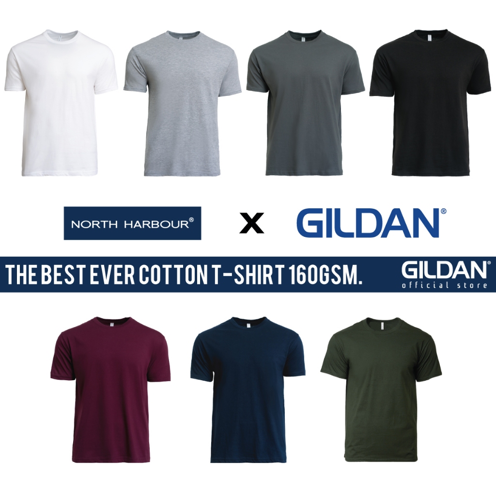 GILDAN x NORTH HARBOUR The Best Ever Round Neck Cotton T-Shirt Unisex Adult Plain Crew Neck Tee - NHR1100 Group A