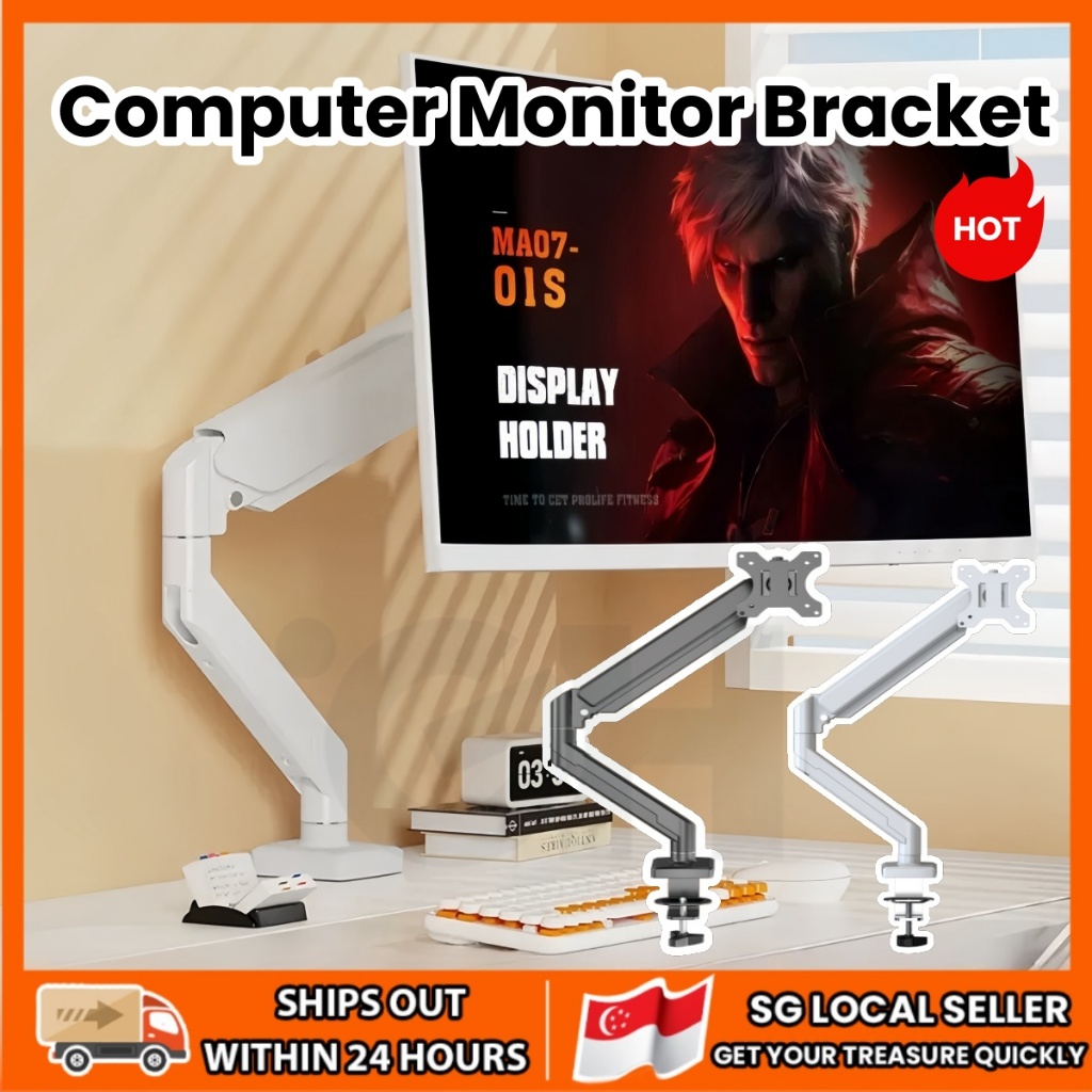 ?SG Stock? Computer Monitor Bracket Adjustable Monitor Arm Computer Stand Ergonomic Desktop Stand