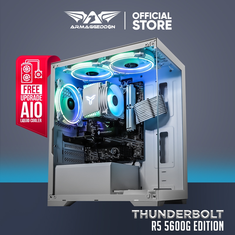 FREE AIO - Armaggeddon Thunderbolt R5 5600G | Best Entry Level for Gaming and Office | 16GB RGB RAM | 1TB SSD