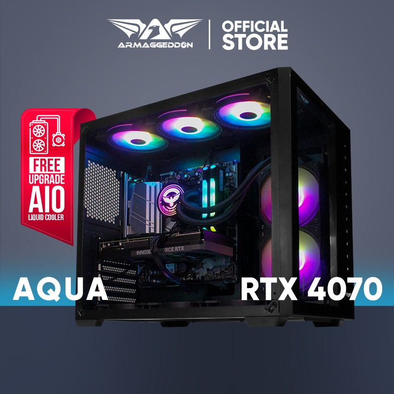 FREE AIO - Armaggeddon Aqua RTX 4070 Edition Gaming PC | Intel | AMD Ryzen | 16GB RGB RAM | 1TB SSD | Core 12 Air